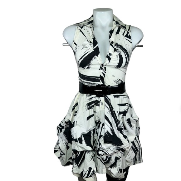 Iz Byer Dresses & Skirts - Iz Byer Sleeveless Shirt Dress – XS black and white Vintage 90’s